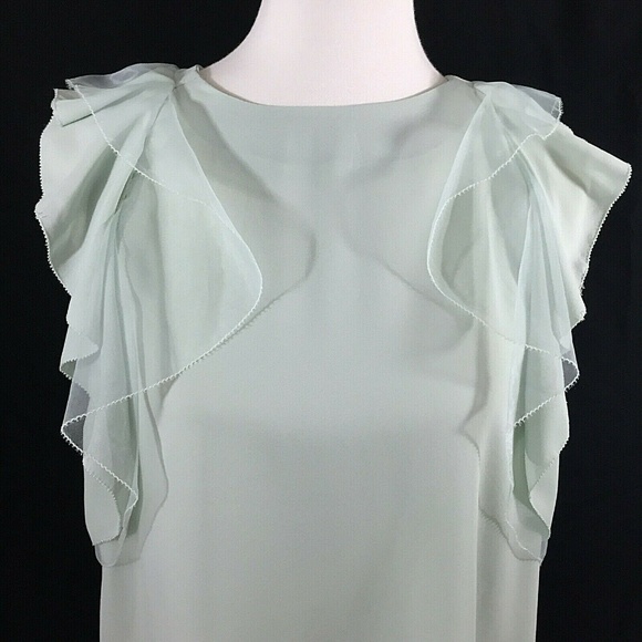 Q&A Sleeveless Ruffled Top Size Small Light Green - Picture 2 of 6